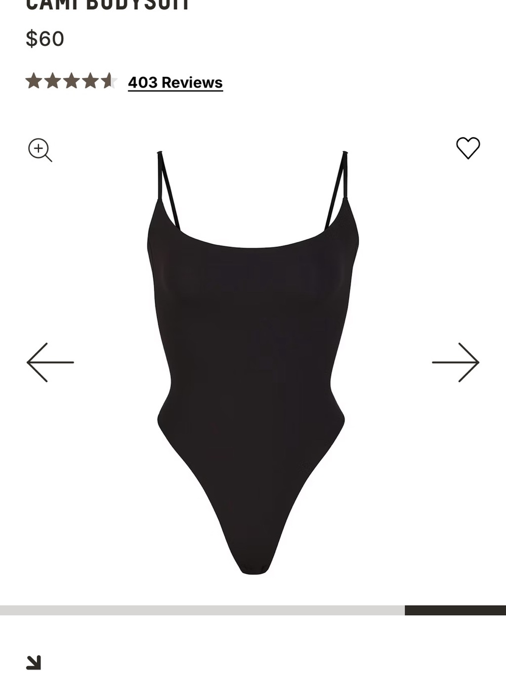 SKIMS Black Bodysuit Size S